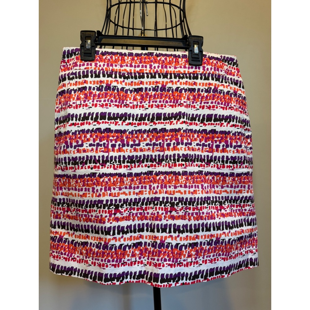 Ann Taylor Madison Skirt Size 2 Orange Purple Abstract Brushstroke Pencil Mini